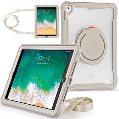 For iPad Air / Air 2 / 9.7 2018 / 2017 Heavy Duty Hybrid Tablet Case with Handle & Strap(Khaki) by bashfashion