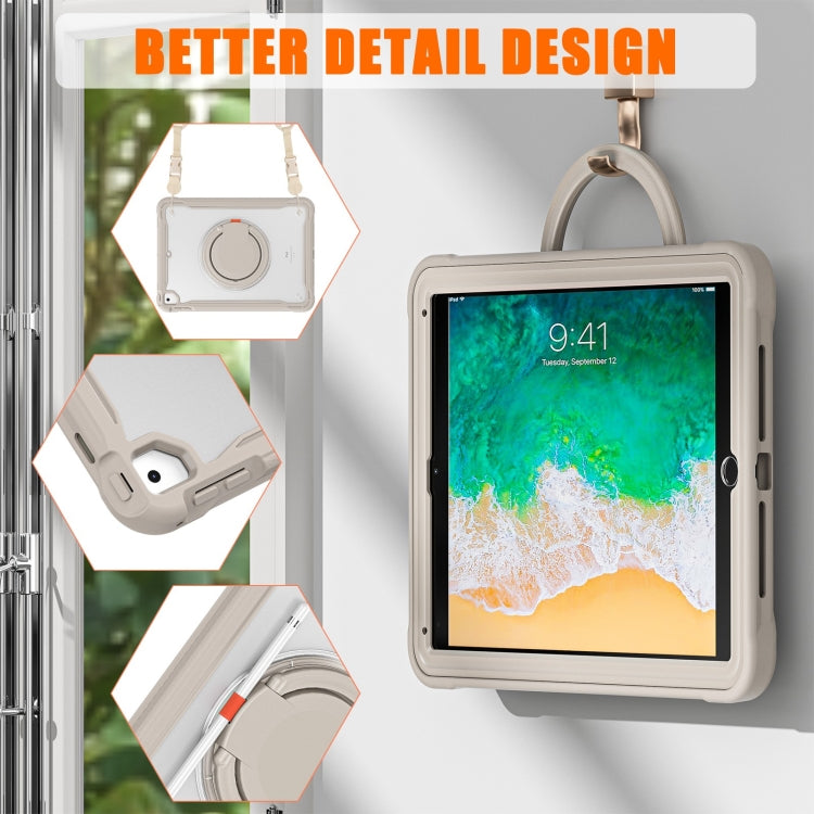 For iPad Air / Air 2 / 9.7 2018 / 2017 Heavy Duty Hybrid Tablet Case with Handle & Strap(Khaki) by bashfashion