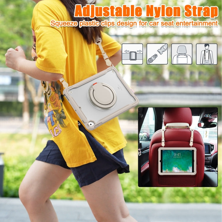 For iPad Air / Air 2 / 9.7 2018 / 2017 Heavy Duty Hybrid Tablet Case with Handle & Strap(Khaki) by bashfashion