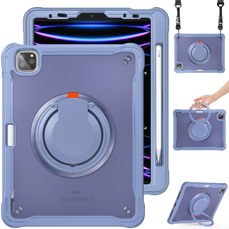 For iPad Air 2022 10.9 / Pro 11 2022 Heavy Duty Hybrid Tablet Case with Handle & Strap(Lavender Grey) by bashfashion