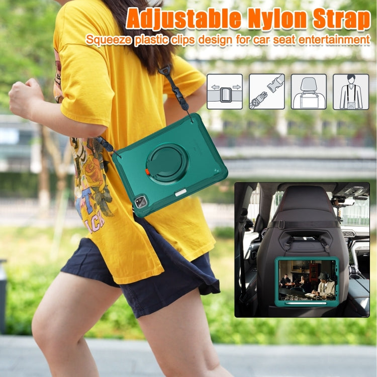 For iPad Air 2022 10.9 / Pro 11 2022 Heavy Duty Hybrid Tablet Case with Handle & Strap(Dark Green) by bashfashion