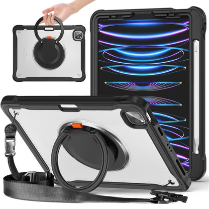 For iPad Air 2022 10.9 / Pro 11 2022 Heavy Duty Hybrid Tablet Case with Handle & Strap(Black) by bashfashion
