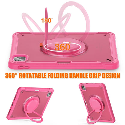 For iPad Air 2022 10.9 / Pro 11 2022 Heavy Duty Hybrid Tablet Case with Handle & Strap(Rose Red) by bashfashion