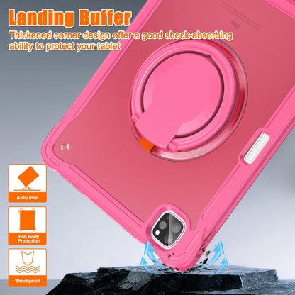 For iPad Air 2022 10.9 / Pro 11 2022 Heavy Duty Hybrid Tablet Case with Handle & Strap(Rose Red) by bashfashion