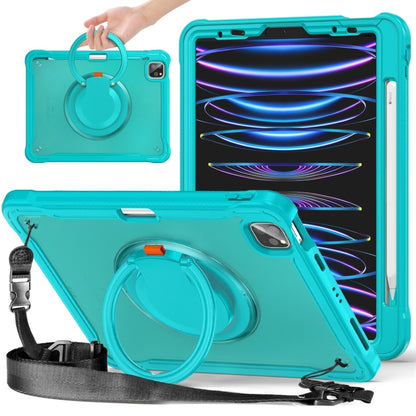For iPad Air 2022 10.9 / Pro 11 2022 Heavy Duty Hybrid Tablet Case with Handle & Strap(Light Blue) by bashfashion