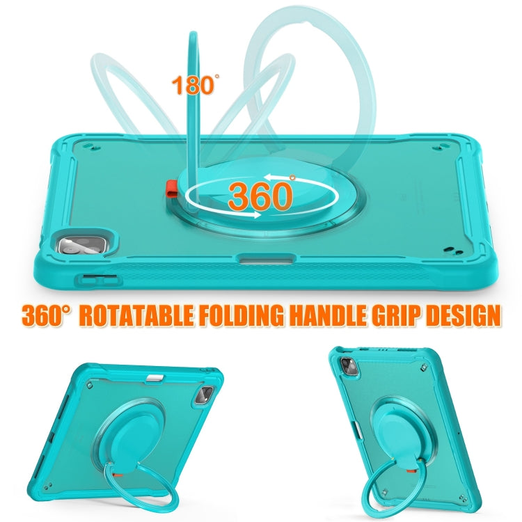 For iPad Air 2022 10.9 / Pro 11 2022 Heavy Duty Hybrid Tablet Case with Handle & Strap(Light Blue) by bashfashion