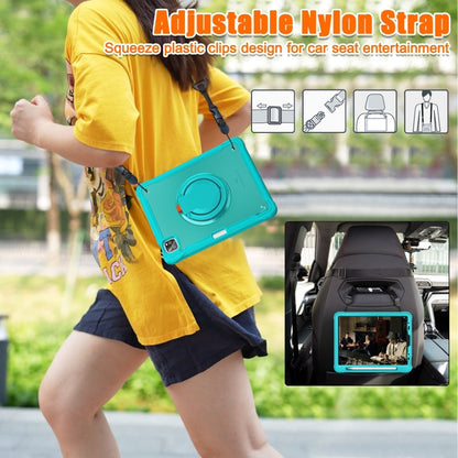 For iPad Air 2022 10.9 / Pro 11 2022 Heavy Duty Hybrid Tablet Case with Handle & Strap(Light Blue) by bashfashion