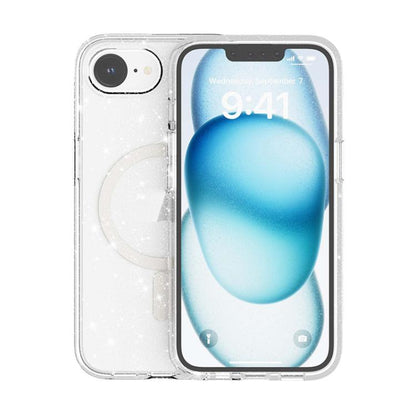 For iPhone 16e Terminator Style Glitter Powder MagSafe Magnetic Phone Case(White) by bashfashion