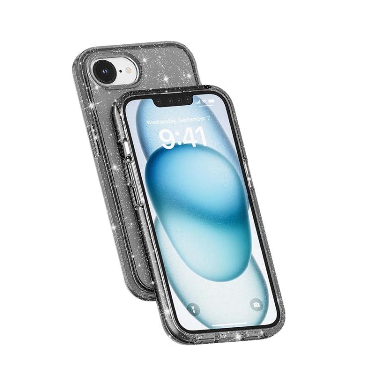 For iPhone 16e Terminator Style Glitter Powder MagSafe Magnetic Phone Case(Black) by bashfashion