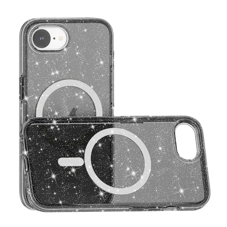 For iPhone 16e Terminator Style Glitter Powder MagSafe Magnetic Phone Case(Black) by bashfashion