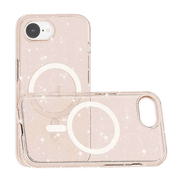 For iPhone 16e Terminator Style Glitter Powder MagSafe Magnetic Phone Case(Gold) by bashfashion