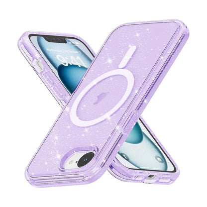 For iPhone 16e Terminator Style Glitter Powder MagSafe Magnetic Phone Case(Purple) by bashfashion
