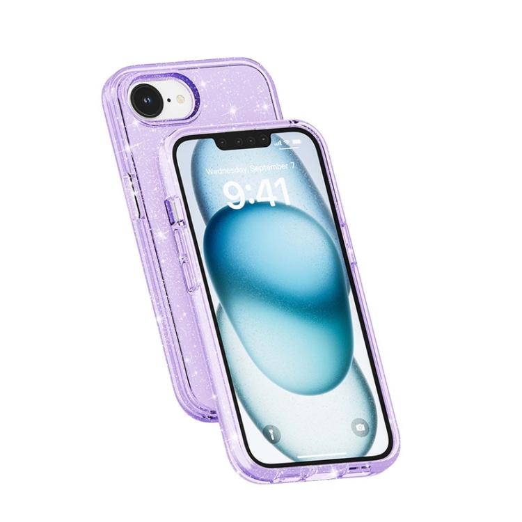 For iPhone 16e Terminator Style Glitter Powder MagSafe Magnetic Phone Case(Purple) by bashfashion