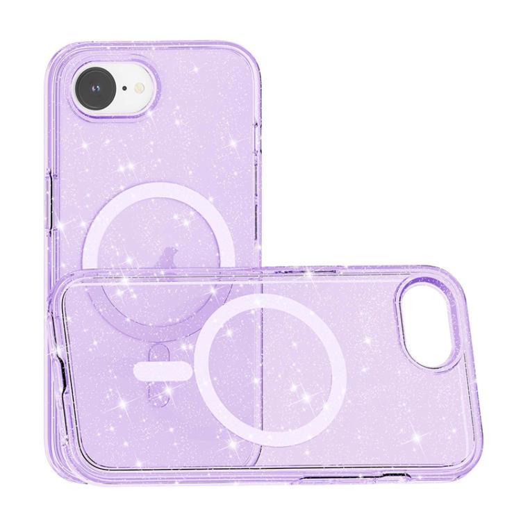 For iPhone 16e Terminator Style Glitter Powder MagSafe Magnetic Phone Case(Purple) by bashfashion
