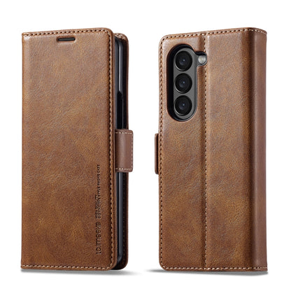 For Samsung Galaxy Z Fold5 LC.IMEEKE RFID Anti-theft Leather Phone Case(Brown) by LC.IMEEKE