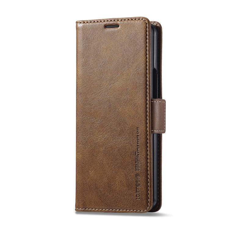 For Samsung Galaxy Z Fold5 LC.IMEEKE RFID Anti-theft Leather Phone Case(Brown) by LC.IMEEKE