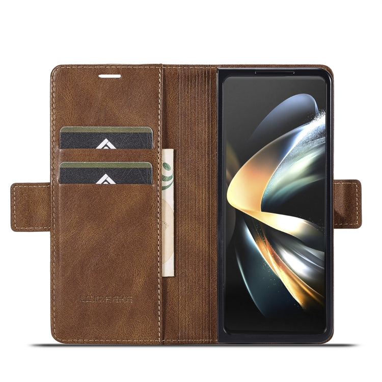 For Samsung Galaxy Z Fold5 LC.IMEEKE RFID Anti-theft Leather Phone Case(Brown) by LC.IMEEKE