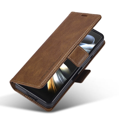 For Samsung Galaxy Z Fold5 LC.IMEEKE RFID Anti-theft Leather Phone Case(Brown) by LC.IMEEKE
