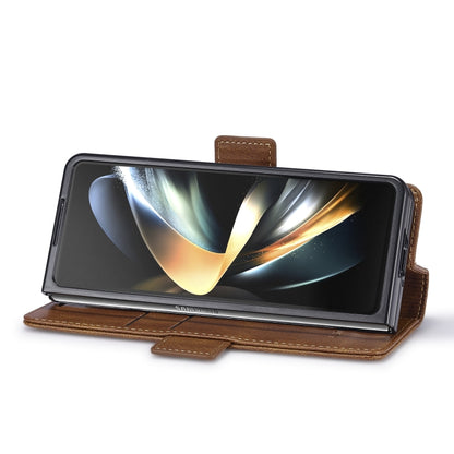 For Samsung Galaxy Z Fold5 LC.IMEEKE RFID Anti-theft Leather Phone Case(Brown) by LC.IMEEKE