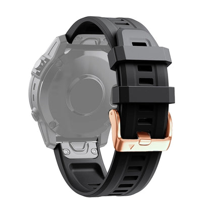 For Garmin Epix Pro 42mm Rose Gold Buckle Silicone Watch Band(Black) by bashfashion