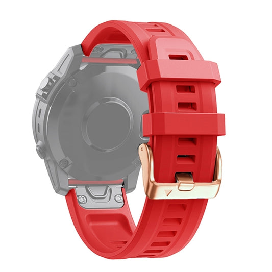 For Garmin Epix Pro 42mm Rose Gold Buckle Silicone Watch Band(Red) by bashfashion
