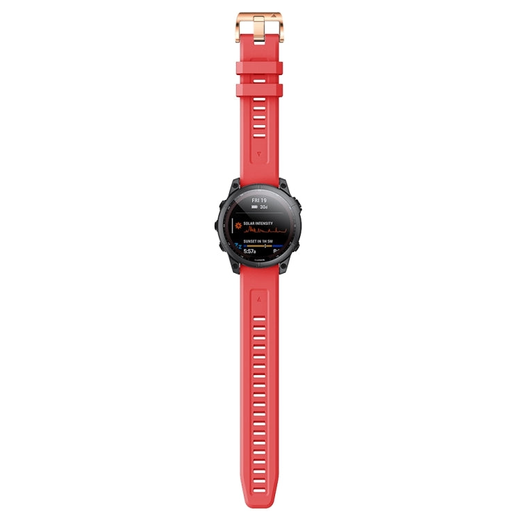 For Garmin Epix Pro 42mm Rose Gold Buckle Silicone Watch Band(Red) by bashfashion