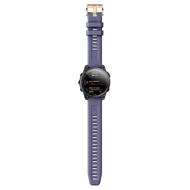 For Garmin Epix Pro 42mm Rose Gold Buckle Silicone Watch Band(Dark Blue) by bashfashion