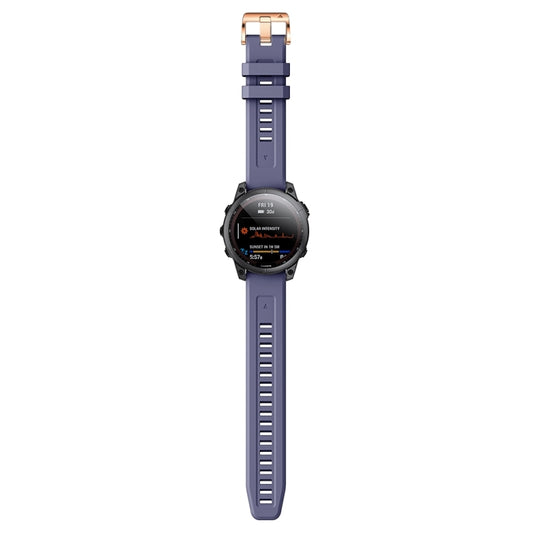 For Garmin Epix Pro 42mm Rose Gold Buckle Silicone Watch Band(Dark Blue) by bashfashion
