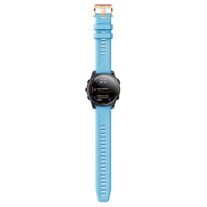For Garmin Epix Pro 42mm Rose Gold Buckle Silicone Watch Band(Sky Blue) by bashfashion