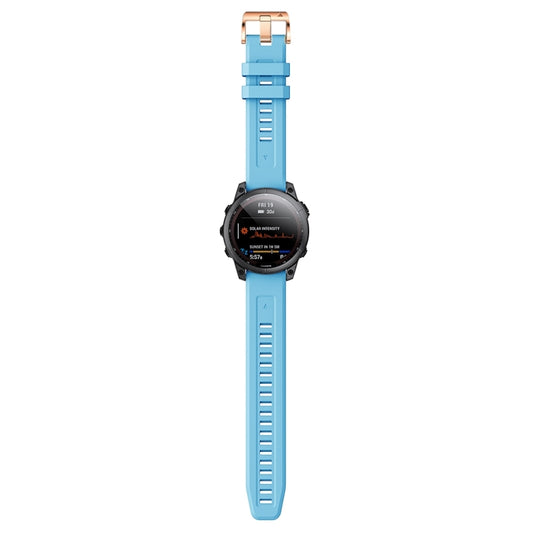 For Garmin Epix Pro 42mm Rose Gold Buckle Silicone Watch Band(Sky Blue) by bashfashion