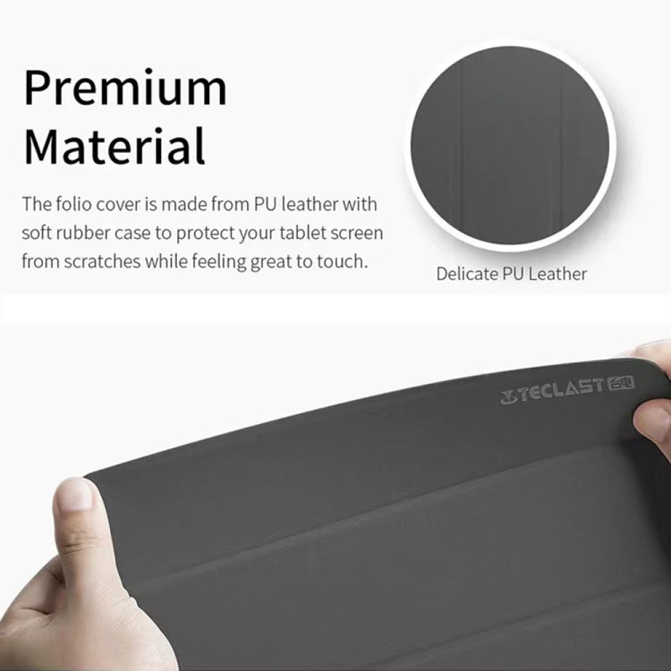 For Teclast T50 Pro 3-Fold Holder Folio Leather Tablet Smart Case(Grey) by TECLAST