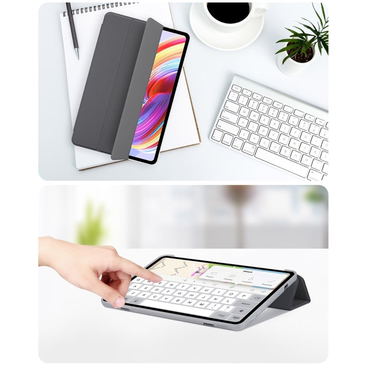 For Teclast T40 Pro 3-Fold Holder Folio Leather Tablet Smart Case(Grey) by TECLAST