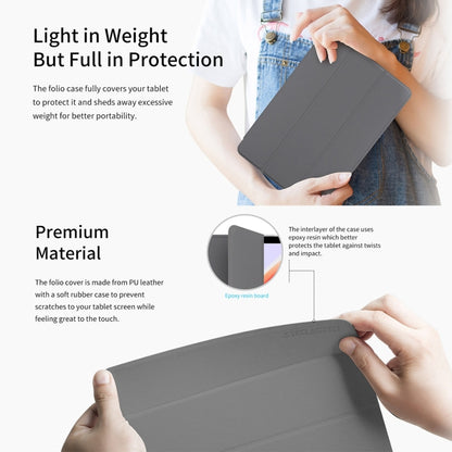 For Teclast M40 Plus 3-Fold Holder Folio Leather Tablet Smart Case(Grey) by TECLAST