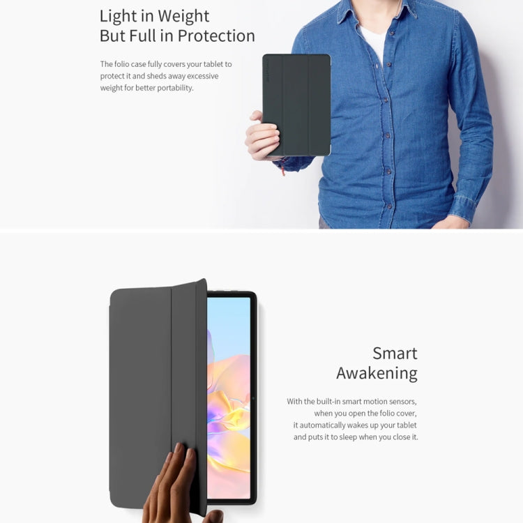 For Teclast P40 HD 3-Fold Holder Folio Leather Tablet Smart Case(Grey) by TECLAST