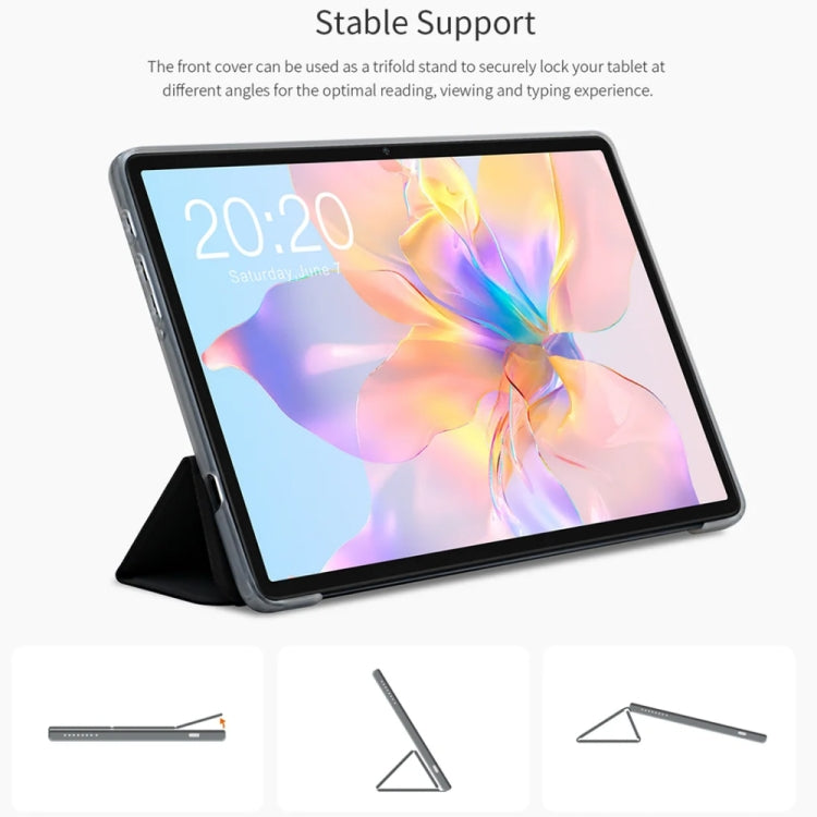 For Teclast P40 HD 3-Fold Holder Folio Leather Tablet Smart Case(Grey) by TECLAST