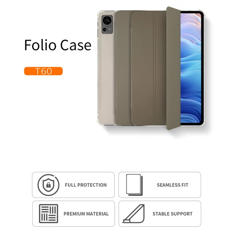 For Teclast T60 3-Fold Holder Folio Leather Tablet Smart Case(Grey) by TECLAST