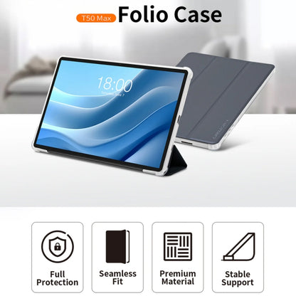 For Teclast T50 HD / T50 Max 3-Fold Holder Folio Leather Tablet Smart Case(Grey) by TECLAST