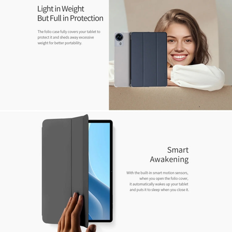 For Teclast T50 HD / T50 Max 3-Fold Holder Folio Leather Tablet Smart Case(Grey) by TECLAST