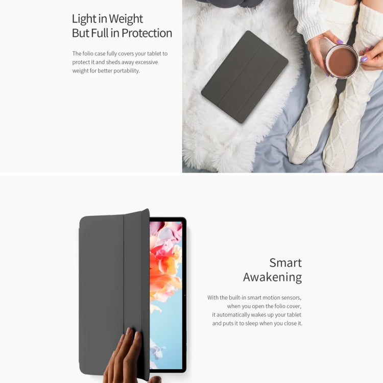 For Teclast P30T 3-Fold Holder Folio Leather Tablet Smart Case(Grey) by TECLAST