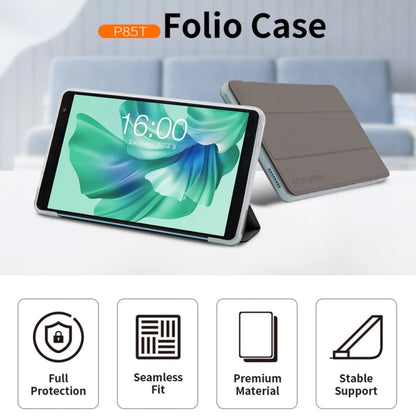 For Teclast P85T 3-Fold Holder Folio Leather Tablet Smart Case(Grey) by TECLAST