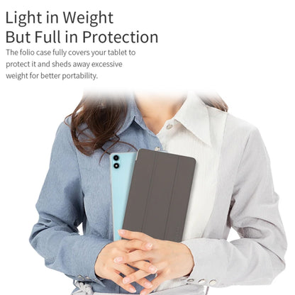 For Teclast P85T 3-Fold Holder Folio Leather Tablet Smart Case(Grey) by TECLAST