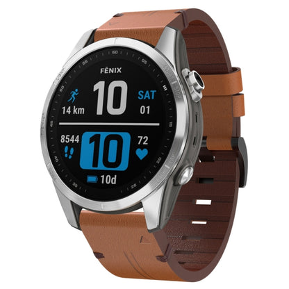 For Garmin Epix Pro 42mm Leather Steel Buckle Watch Band(Brown) by bashfashion