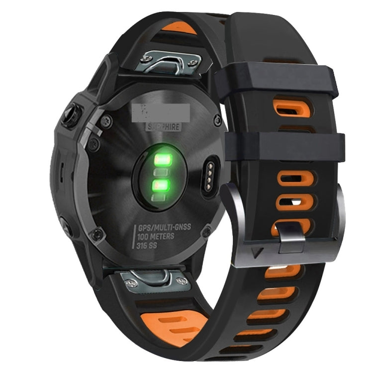 For Garmin Enduro 2 Sports Two-Color Silicone Watch Band(Black+Orange) by bashfashion