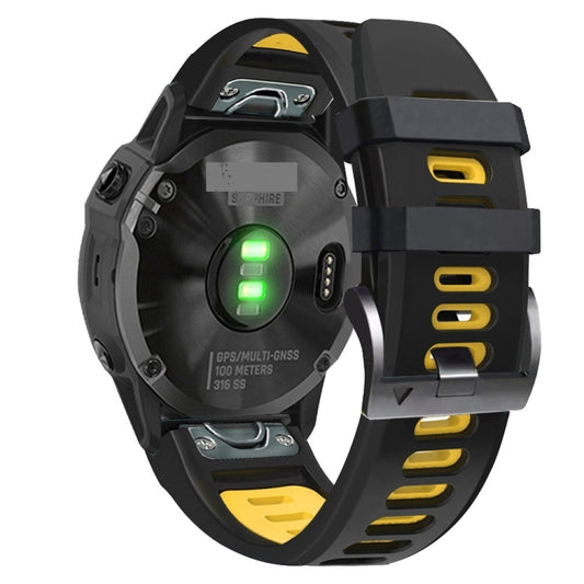 For Garmin Epix Pro 51mm Sports Two-Color Silicone Watch Band(Black+Yellow) by bashfashion