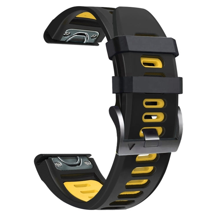 For Garmin Epix Pro 51mm Sports Two-Color Silicone Watch Band(Black+Yellow) by bashfashion