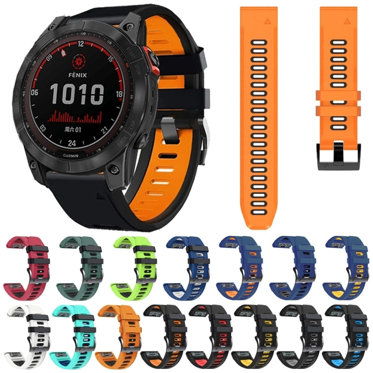 For Garmin Enduro 2 Sports Two-Color Silicone Watch Band(Black+Orange) by bashfashion