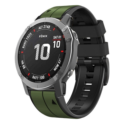 For Garmin Instinct 2 Solar Sports Two-Color Silicone Watch Band(Army Green+Black) by bashfashion