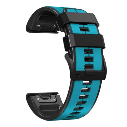 For Garmin Instinct 2X Solar Sports Two-Color Silicone Watch Band(Sky Blue+Black) by bashfashion