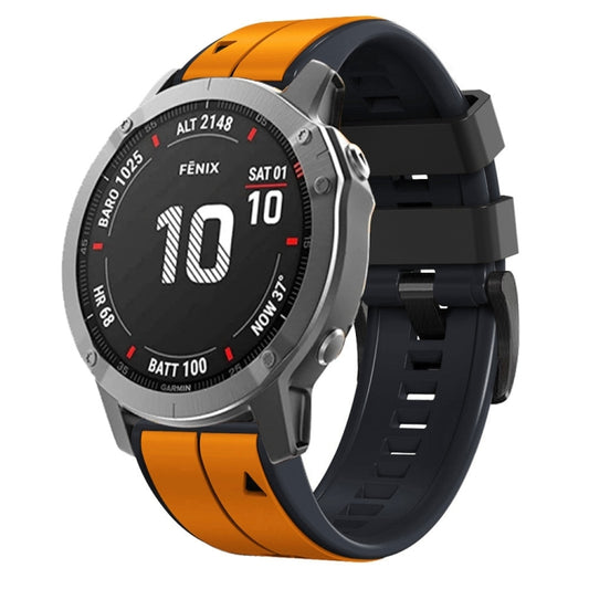 For Garmin Enduro 2 Sports Two-Color Silicone Watch Band(Orange+Black) by bashfashion