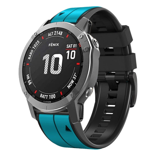 For Garmin Enduro 2 Sports Two-Color Silicone Watch Band(Sky Blue+Black) by bashfashion